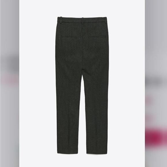 Zara Gray and Black HIGH-RISE CHECK SCULPTING TROUSERS Size 12 US - Picture 5 of 11
